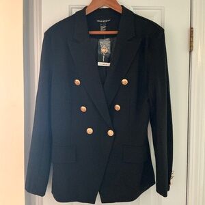 NWT Attitude Unknown Metallic Button Blazer Black L